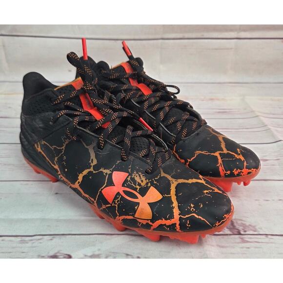 Under Armour 6y Black Orange Phoenix Fire Football Cleats - Picture 1 of 8